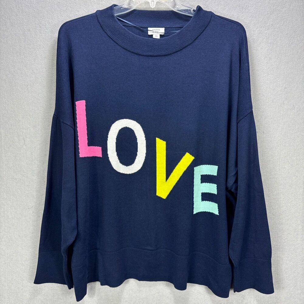 Crown & Ivy Sweater Women's 3X Plus Navy Pullover Love Valentine Oversize